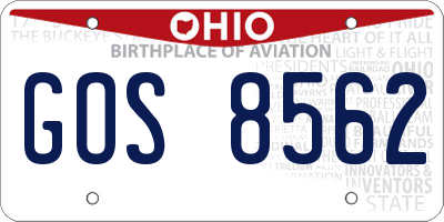 OH license plate GOS8562