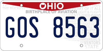 OH license plate GOS8563