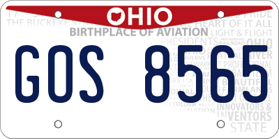 OH license plate GOS8565