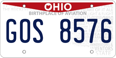 OH license plate GOS8576