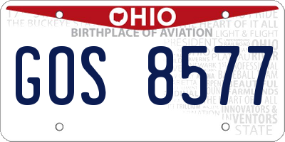 OH license plate GOS8577