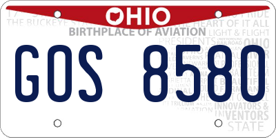 OH license plate GOS8580