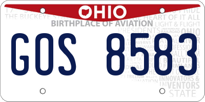 OH license plate GOS8583