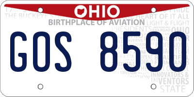 OH license plate GOS8590
