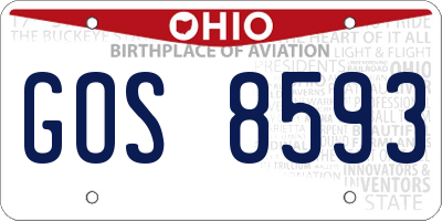 OH license plate GOS8593