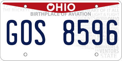 OH license plate GOS8596