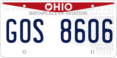 OH license plate GOS8606