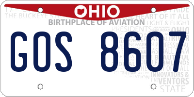 OH license plate GOS8607