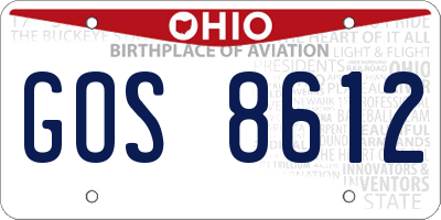 OH license plate GOS8612
