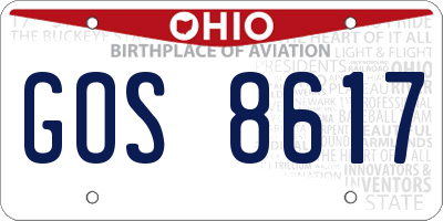 OH license plate GOS8617