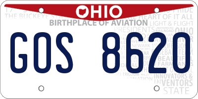 OH license plate GOS8620