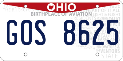 OH license plate GOS8625