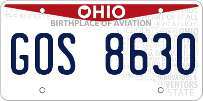 OH license plate GOS8630