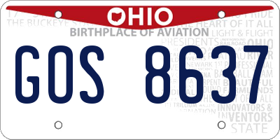 OH license plate GOS8637