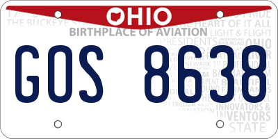OH license plate GOS8638