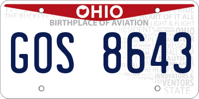 OH license plate GOS8643
