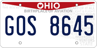 OH license plate GOS8645