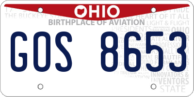 OH license plate GOS8653