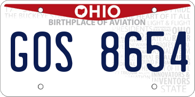 OH license plate GOS8654