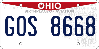 OH license plate GOS8668