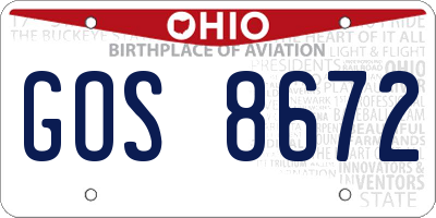 OH license plate GOS8672