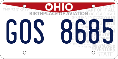 OH license plate GOS8685