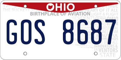 OH license plate GOS8687