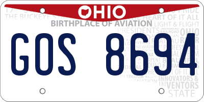 OH license plate GOS8694