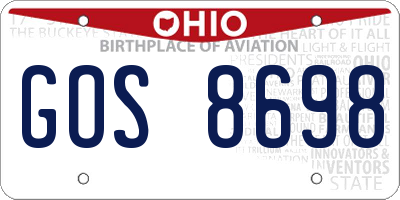 OH license plate GOS8698