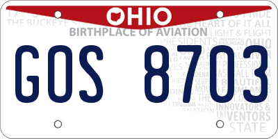 OH license plate GOS8703