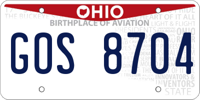 OH license plate GOS8704