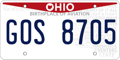 OH license plate GOS8705