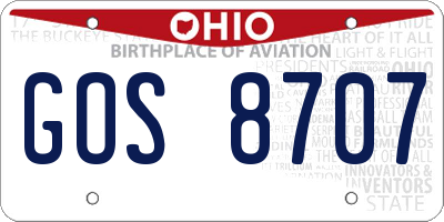 OH license plate GOS8707