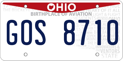 OH license plate GOS8710