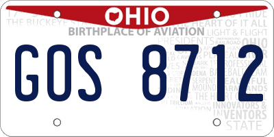 OH license plate GOS8712