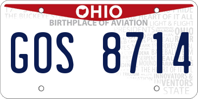 OH license plate GOS8714