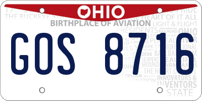 OH license plate GOS8716