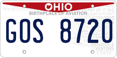 OH license plate GOS8720