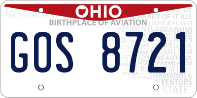 OH license plate GOS8721