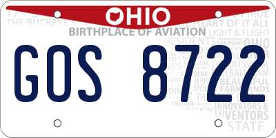 OH license plate GOS8722