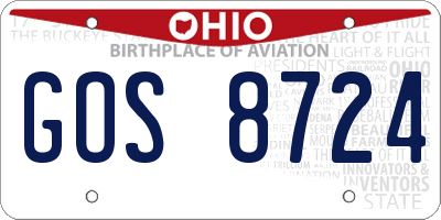 OH license plate GOS8724