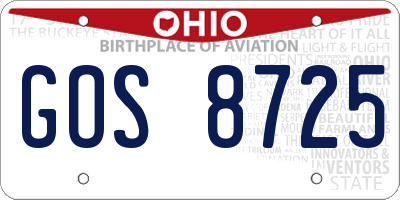 OH license plate GOS8725