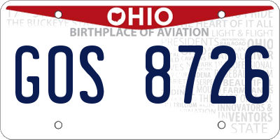 OH license plate GOS8726