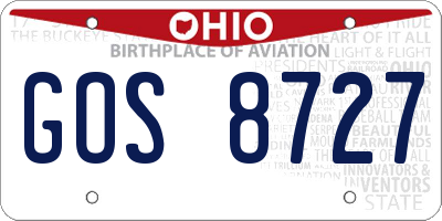 OH license plate GOS8727