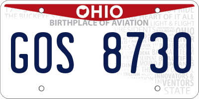 OH license plate GOS8730