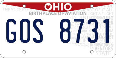 OH license plate GOS8731