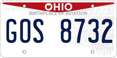 OH license plate GOS8732