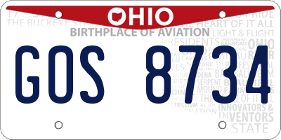 OH license plate GOS8734