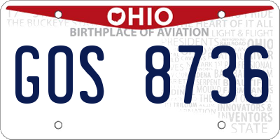 OH license plate GOS8736