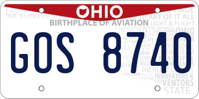 OH license plate GOS8740